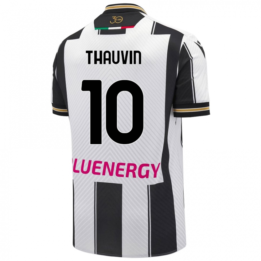 Mujer Camiseta Florian Thauvin #10 Blanco Negro 1ª Equipación 2024/25 La Camisa