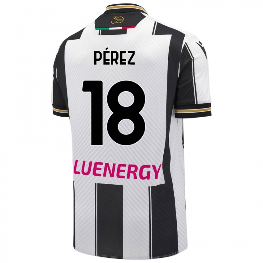 Mujer Camiseta Nehuén Pérez #18 Blanco Negro 1ª Equipación 2024/25 La Camisa