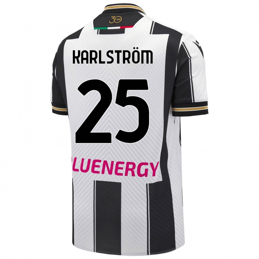 Mujer Camiseta Jesper Karlström #25 Blanco Negro 1ª Equipación 2024/25 La Camisa