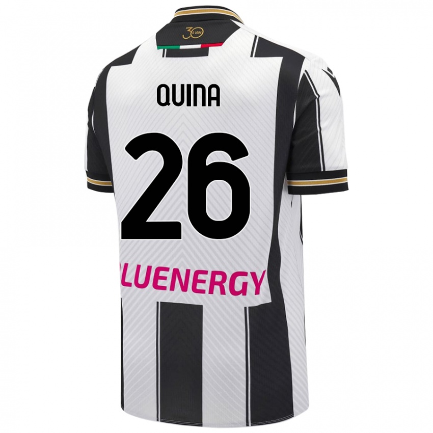 Mujer Camiseta Domingos Quina #26 Blanco Negro 1ª Equipación 2024/25 La Camisa