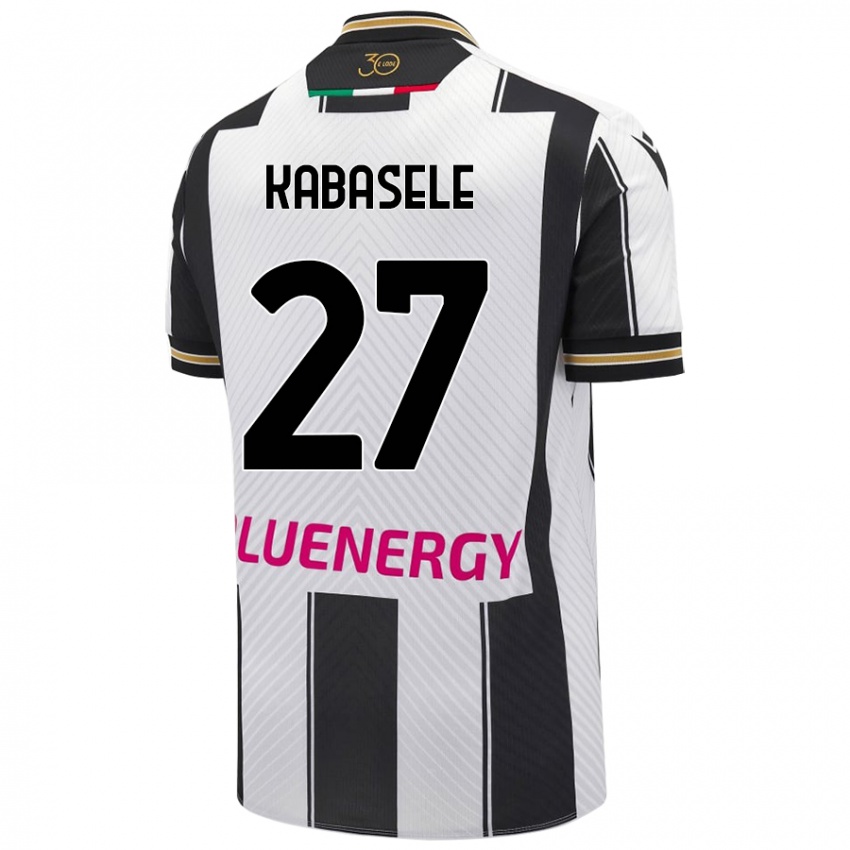 Mujer Camiseta Christian Kabasele #27 Blanco Negro 1ª Equipación 2024/25 La Camisa