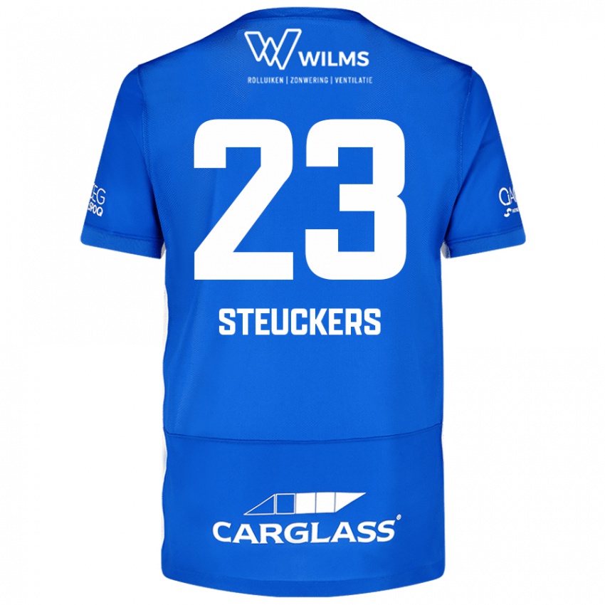 Mujer Camiseta Jarne Steuckers #23 Azul 1ª Equipación 2024/25 La Camisa