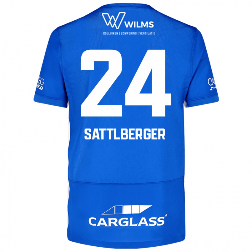 Mujer Camiseta Nikolas Sattlberger #24 Azul 1ª Equipación 2024/25 La Camisa