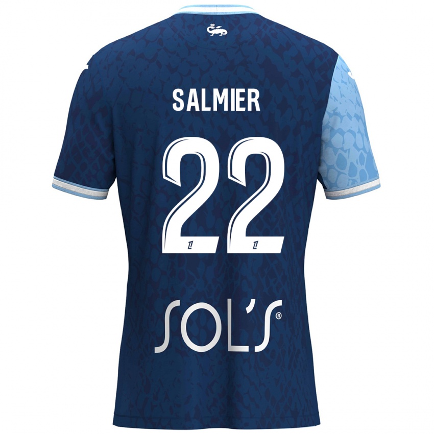 Mujer Camiseta Yoann Salmier #22 Azul Cielo Azul Oscuro 1ª Equipación 2024/25 La Camisa