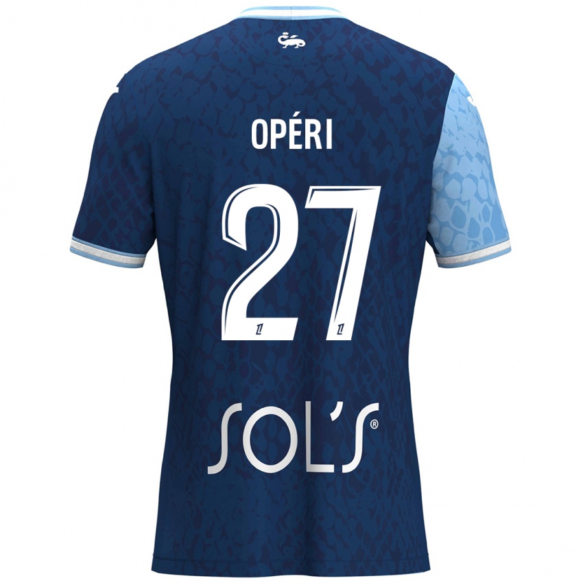 Mujer Camiseta Christopher Operi #27 Azul Cielo Azul Oscuro 1ª Equipación 2024/25 La Camisa