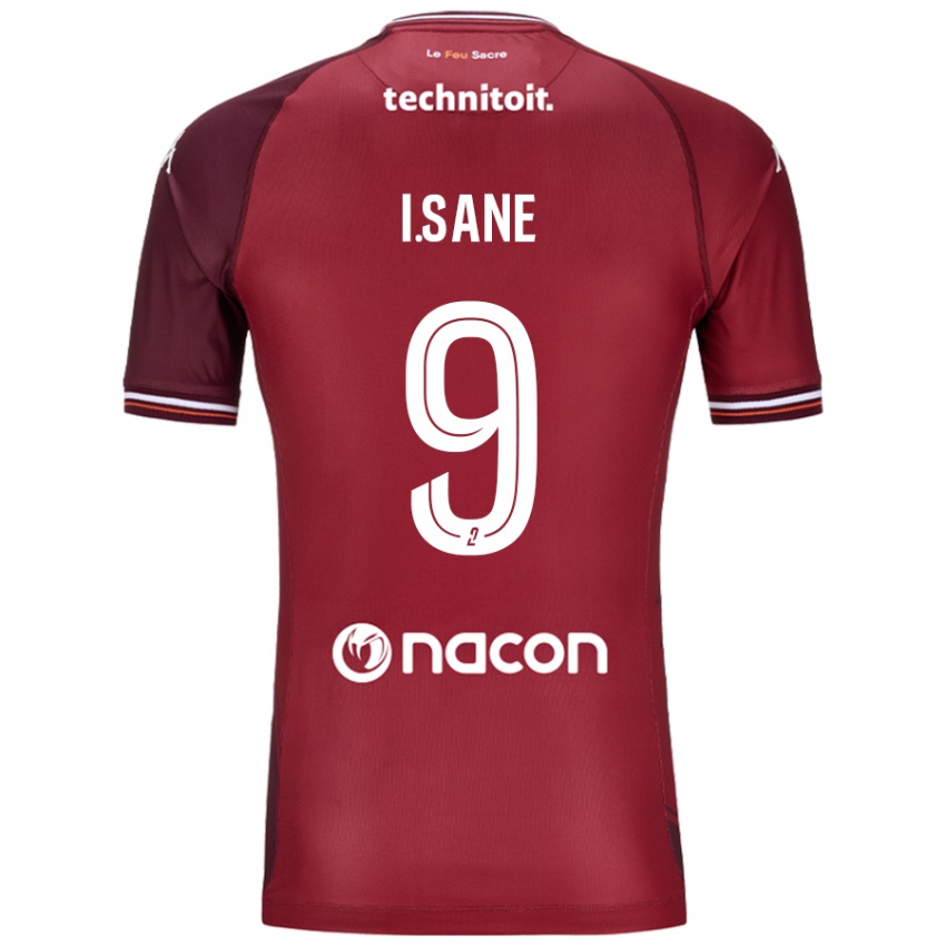 Mujer Camiseta Ibou Sané #9 Rojo Granata 1ª Equipación 2024/25 La Camisa