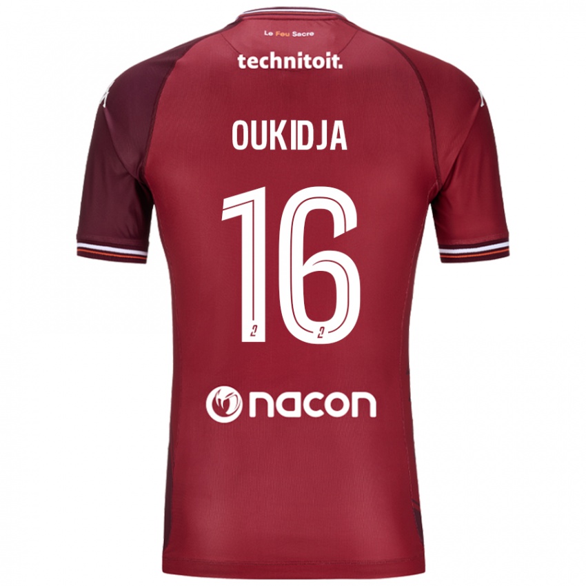 Mujer Camiseta Alexandre Oukidja #16 Rojo Granata 1ª Equipación 2024/25 La Camisa