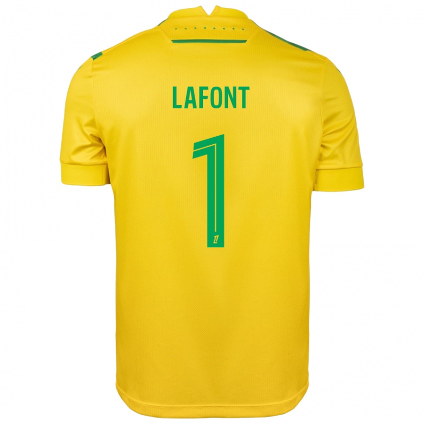 Mujer Camiseta Alban Lafont #1 Amarillo Verde 1ª Equipación 2024/25 La Camisa