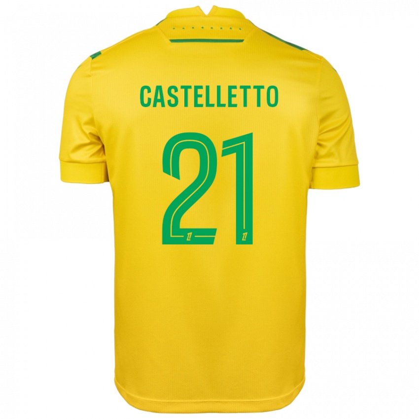 Mujer Camiseta Jean-Charles Castelletto #21 Amarillo Verde 1ª Equipación 2024/25 La Camisa