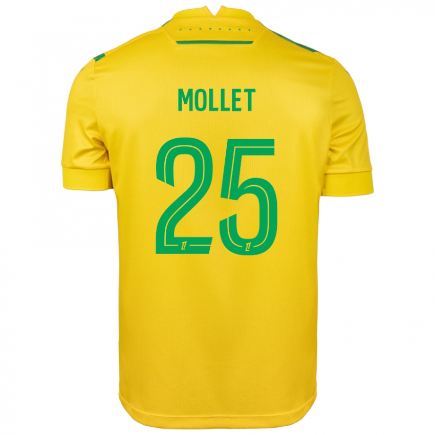 Mujer Camiseta Florent Mollet #25 Amarillo Verde 1ª Equipación 2024/25 La Camisa