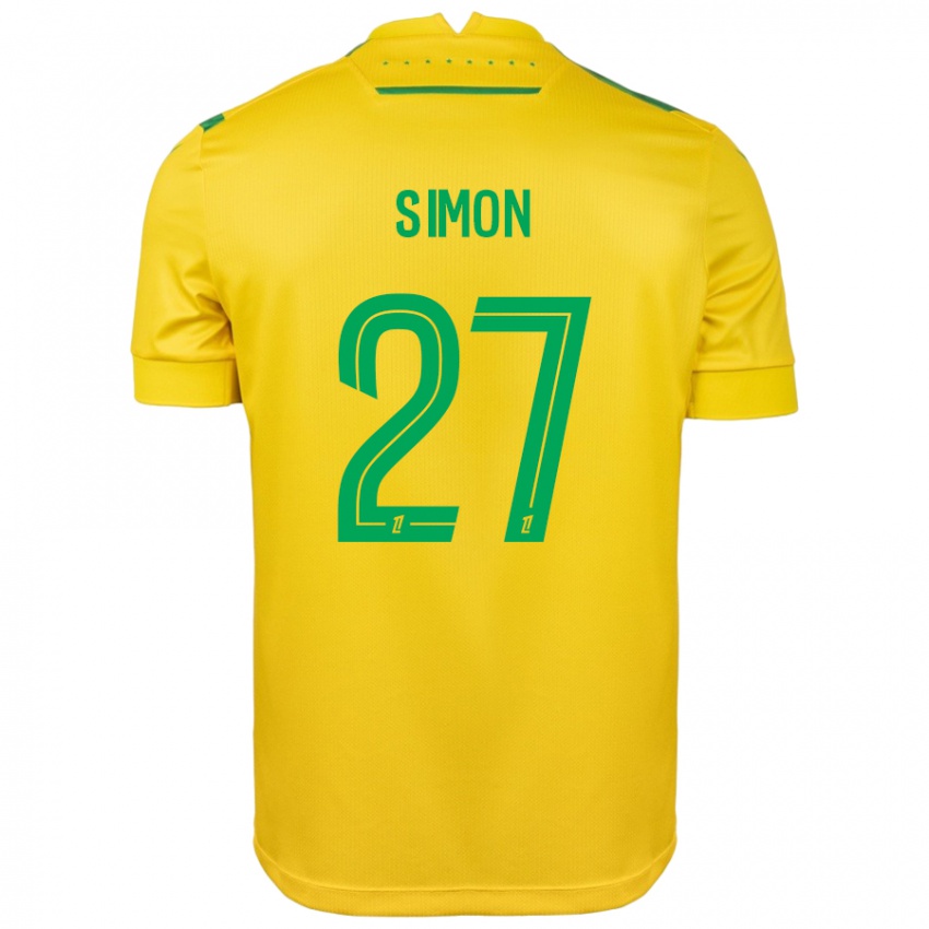 Mujer Camiseta Moses Simon #27 Amarillo Verde 1ª Equipación 2024/25 La Camisa