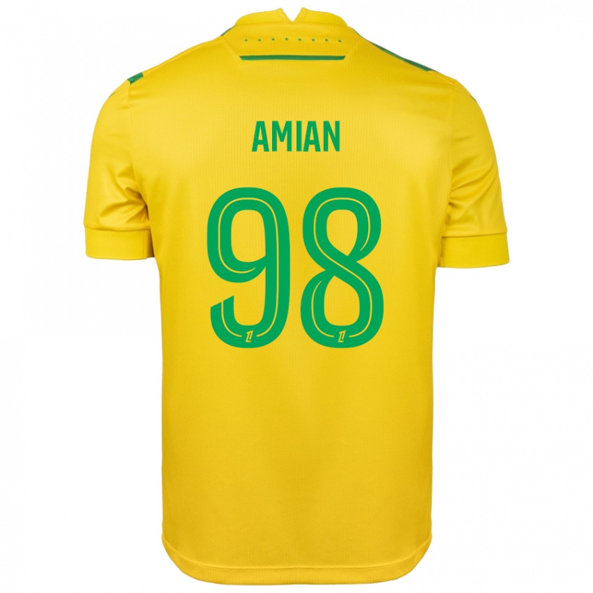 Mujer Camiseta Kelvin Amian #98 Amarillo Verde 1ª Equipación 2024/25 La Camisa