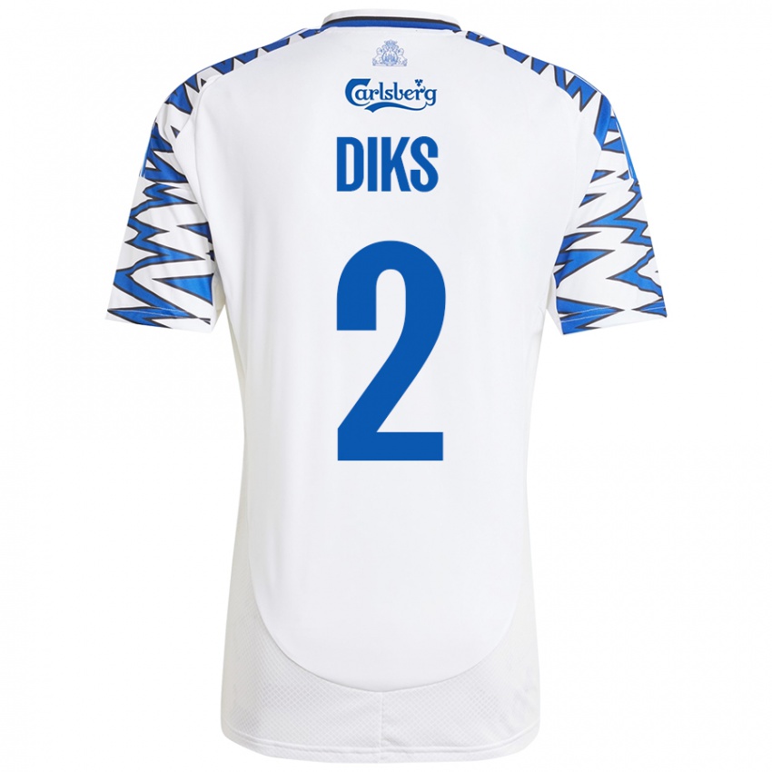 Mujer Camiseta Kevin Diks #2 Blanco Azul Cielo 1ª Equipación 2024/25 La Camisa