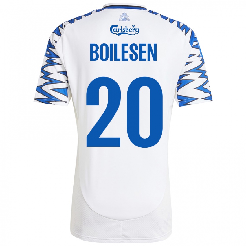 Mujer Camiseta Nicolai Boilesen #20 Blanco Azul Cielo 1ª Equipación 2024/25 La Camisa