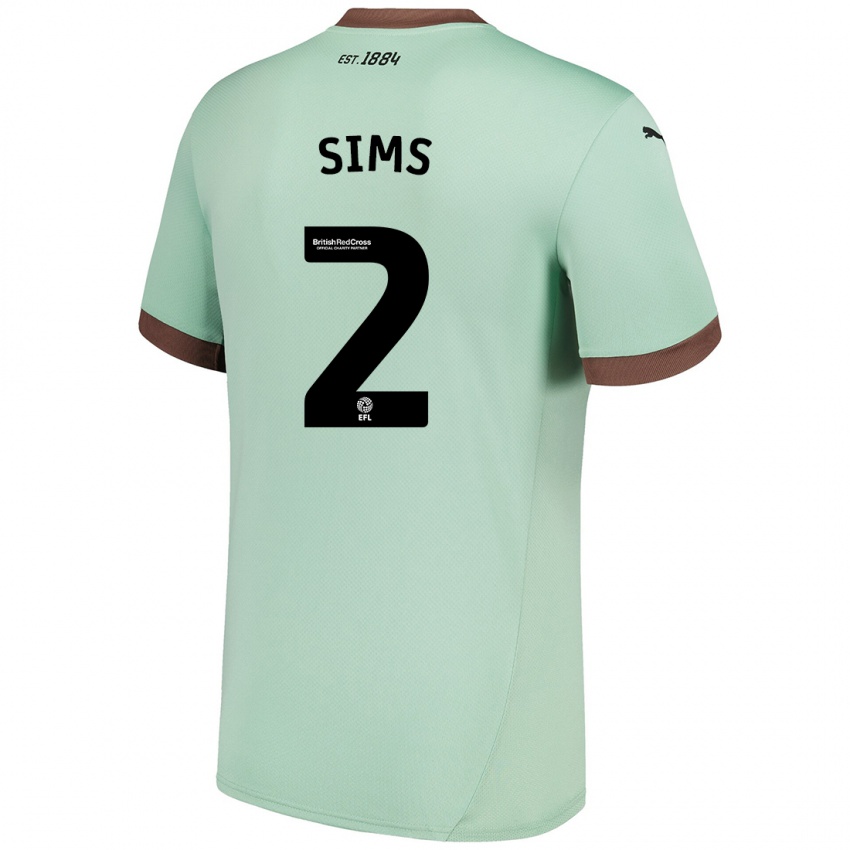 Mujer Camiseta Amy Sims #2 Verde Pálido 2ª Equipación 2024/25 La Camisa