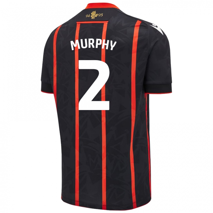 Mujer Camiseta Niamh Murphy #2 Negro Rojo 2ª Equipación 2024/25 La Camisa