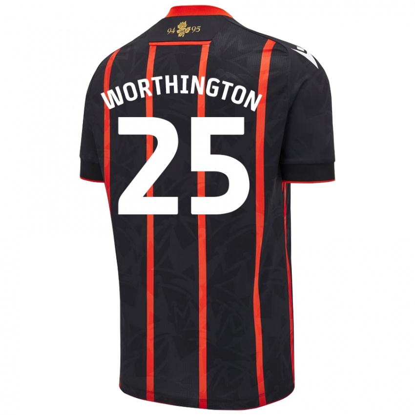 Mujer Camiseta Nicola Worthington #25 Negro Rojo 2ª Equipación 2024/25 La Camisa