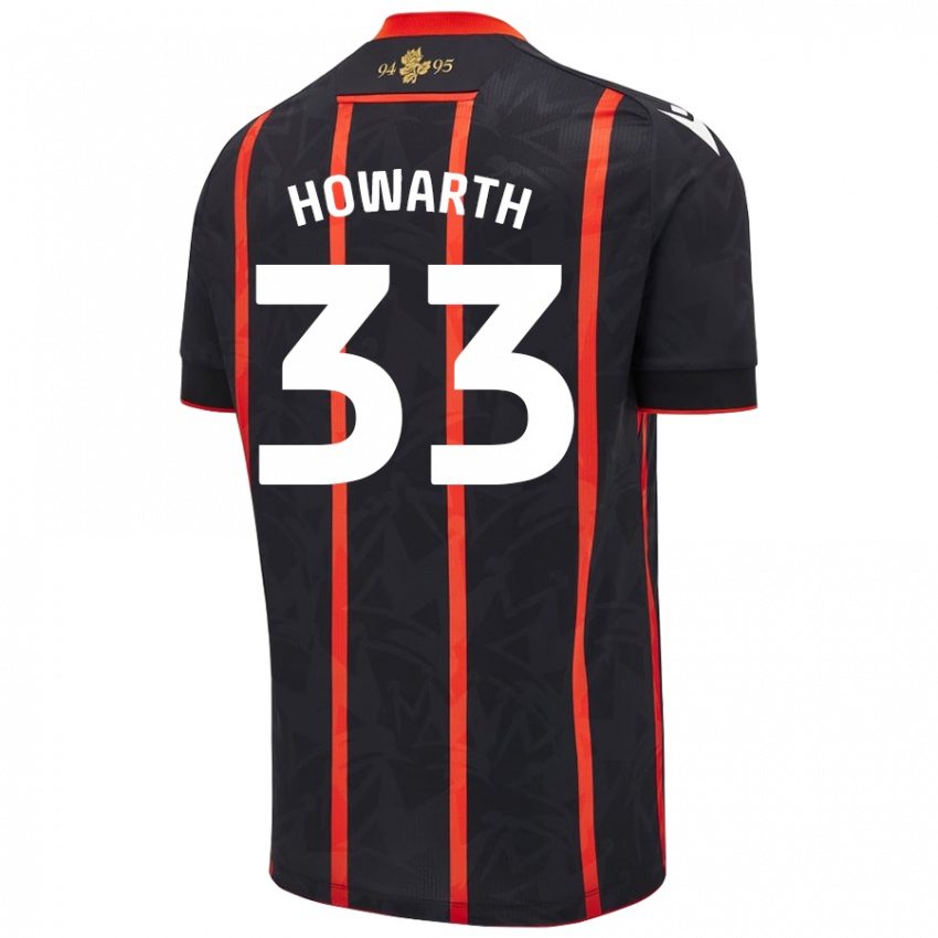 Mujer Camiseta Taylor Howarth #33 Negro Rojo 2ª Equipación 2024/25 La Camisa