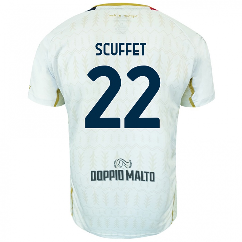 Mujer Camiseta Simone Scuffet #22 Blanco 2ª Equipación 2024/25 La Camisa