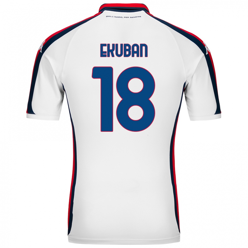 Mujer Camiseta Caleb Ekuban #18 Blanco 2ª Equipación 2024/25 La Camisa