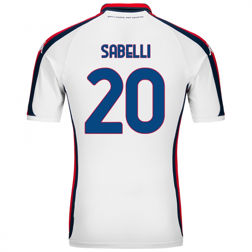 Mujer Camiseta Stefano Sabelli #20 Blanco 2ª Equipación 2024/25 La Camisa