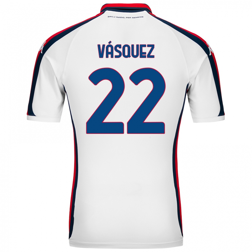 Mujer Camiseta Johan Vásquez #22 Blanco 2ª Equipación 2024/25 La Camisa