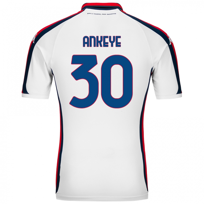 Mujer Camiseta David Ankeye #30 Blanco 2ª Equipación 2024/25 La Camisa