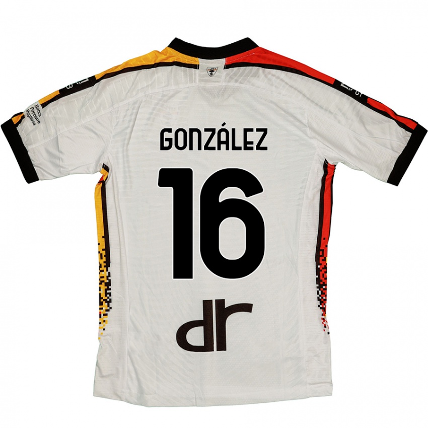 Mujer Camiseta Joan González #16 Blanco Negro 2ª Equipación 2024/25 La Camisa