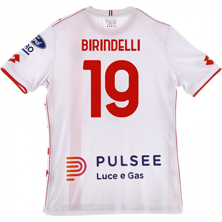 Mujer Camiseta Samuele Birindelli #19 Blanco Rojo 2ª Equipación 2024/25 La Camisa