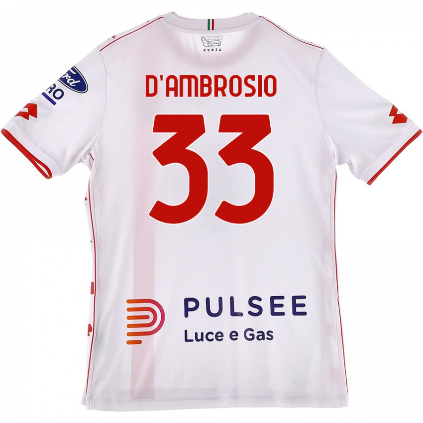 Mujer Camiseta Danilo D'ambrosio #33 Blanco Rojo 2ª Equipación 2024/25 La Camisa