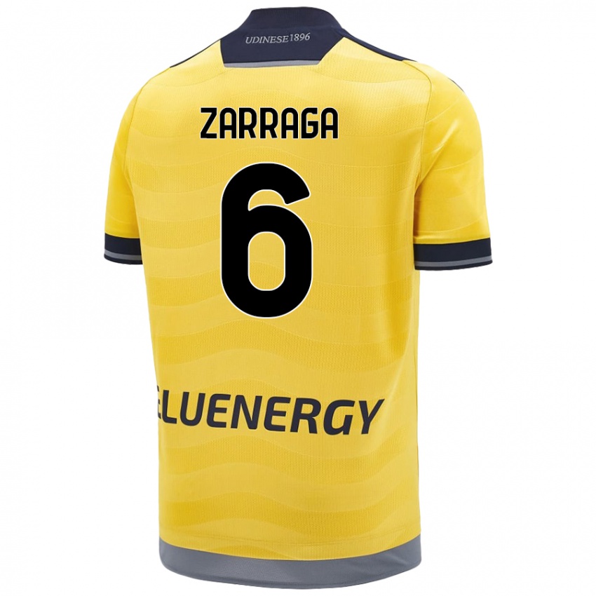 Mujer Camiseta Oier Zarraga #6 Dorado 2ª Equipación 2024/25 La Camisa