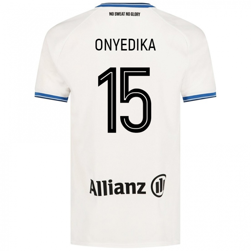 Mujer Camiseta Raphael Onyedika #15 Blanco 2ª Equipación 2024/25 La Camisa