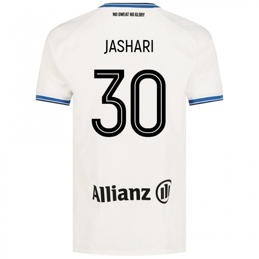 Mujer Camiseta Ardon Jashari #30 Blanco 2ª Equipación 2024/25 La Camisa