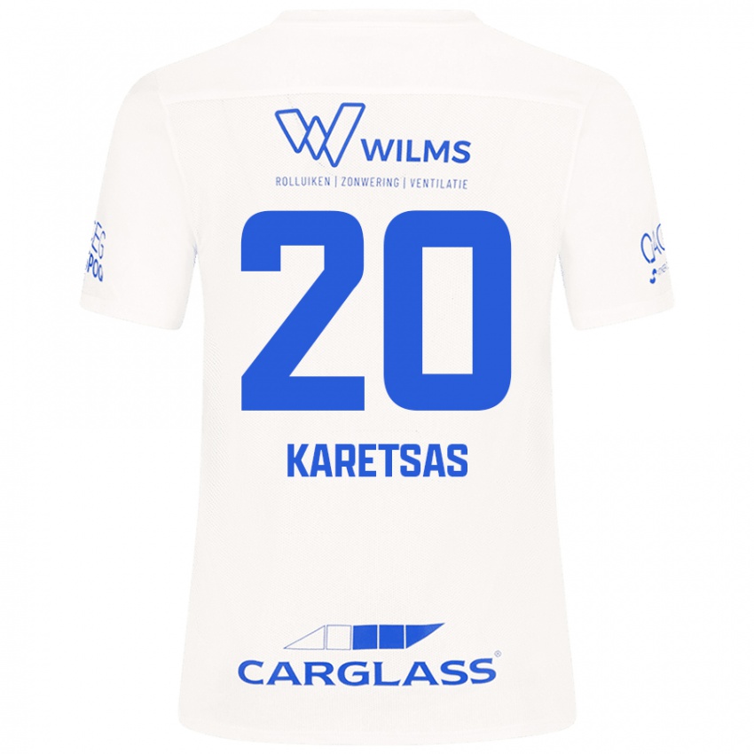 Mujer Camiseta Konstantinos Karetsas #20 Blanco 2ª Equipación 2024/25 La Camisa