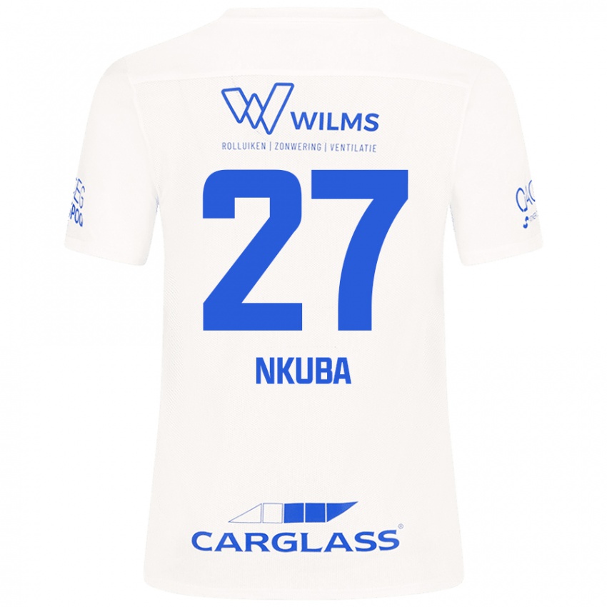 Mujer Camiseta Ken Nkuba #27 Blanco 2ª Equipación 2024/25 La Camisa