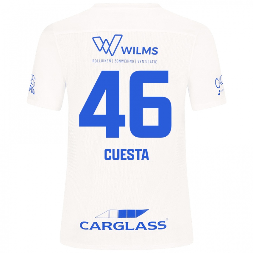 Mujer Camiseta Carlos Cuesta #46 Blanco 2ª Equipación 2024/25 La Camisa