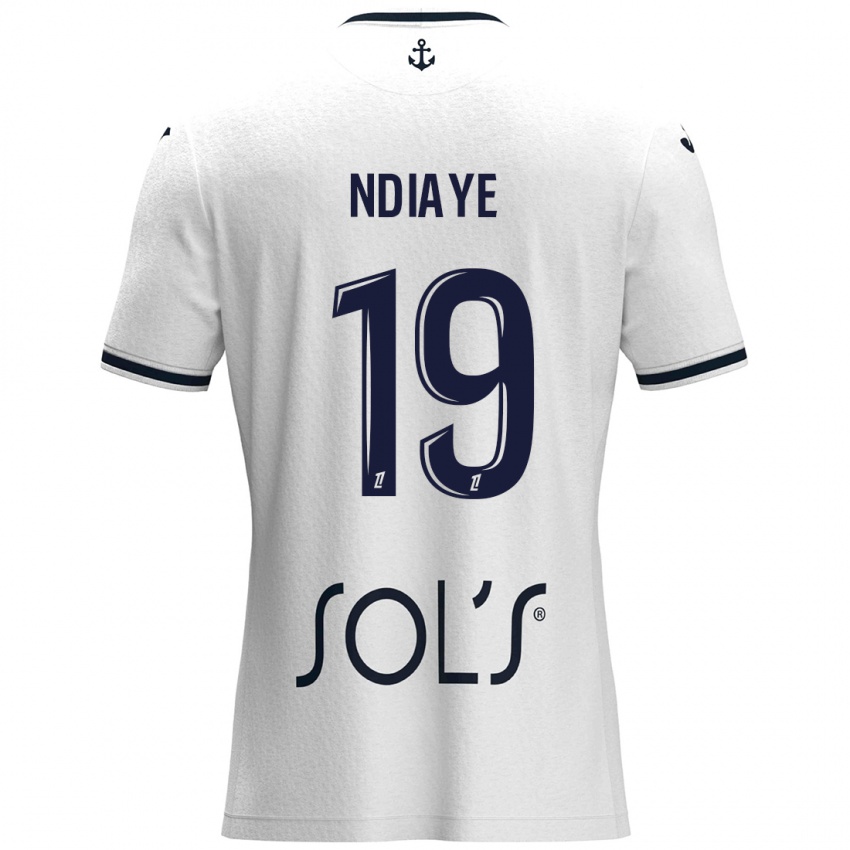 Mujer Camiseta Rassoul Ndiaye #19 Blanco Azul Oscuro 2ª Equipación 2024/25 La Camisa