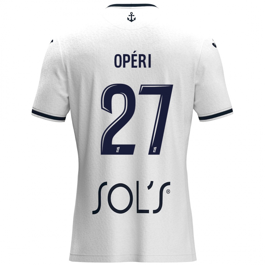 Mujer Camiseta Christopher Operi #27 Blanco Azul Oscuro 2ª Equipación 2024/25 La Camisa