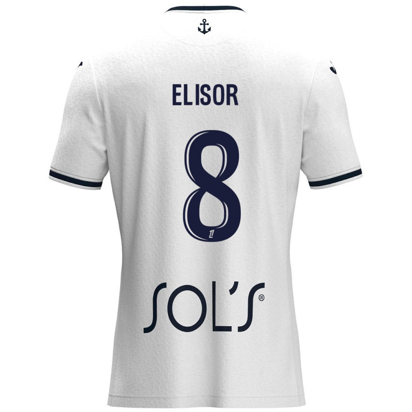 Mujer Camiseta Salomé Elisor #8 Blanco Azul Oscuro 2ª Equipación 2024/25 La Camisa