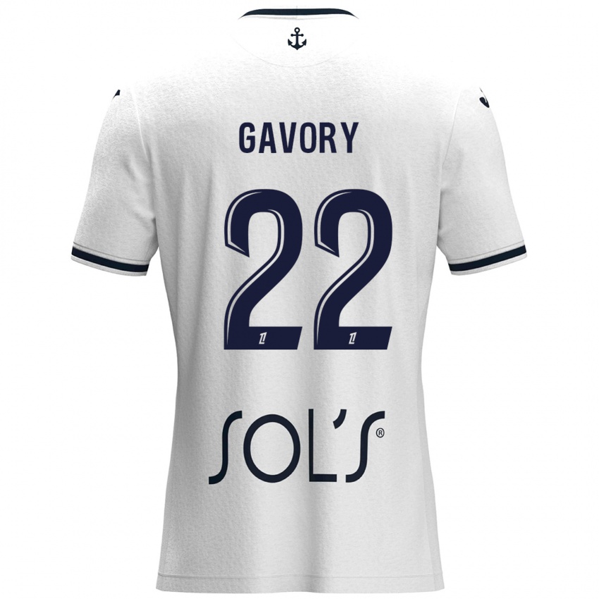 Mujer Camiseta Christy Gavory #22 Blanco Azul Oscuro 2ª Equipación 2024/25 La Camisa