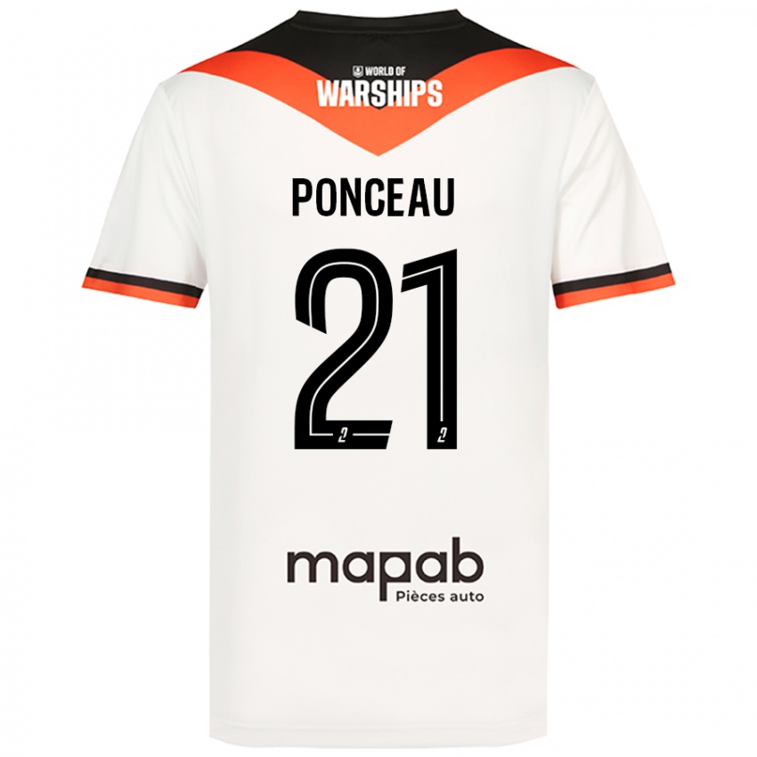 Mujer Camiseta Julien Ponceau #21 Blanco 2ª Equipación 2024/25 La Camisa