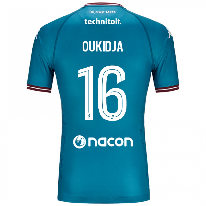 Mujer Camiseta Alexandre Oukidja #16 Azul Petróleo 2ª Equipación 2024/25 La Camisa