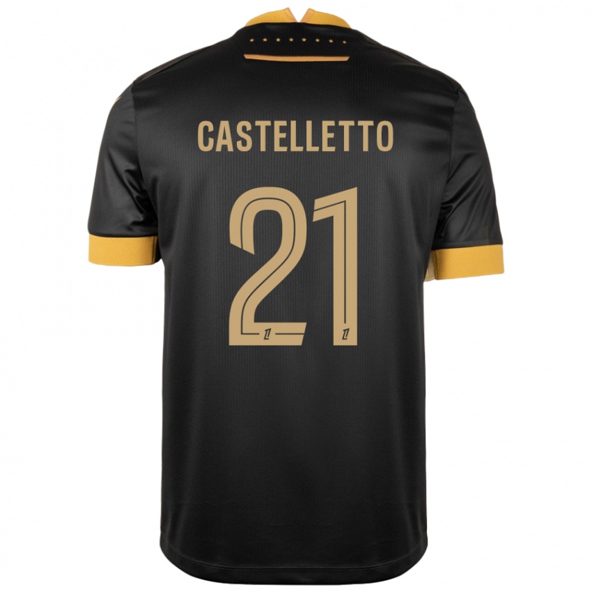 Mujer Camiseta Jean-Charles Castelletto #21 Negro Marrón 2ª Equipación 2024/25 La Camisa