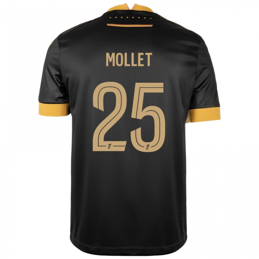 Mujer Camiseta Florent Mollet #25 Negro Marrón 2ª Equipación 2024/25 La Camisa