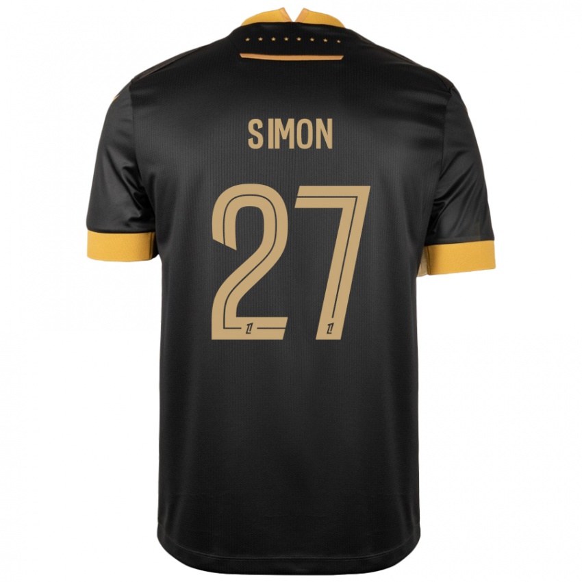 Mujer Camiseta Moses Simon #27 Negro Marrón 2ª Equipación 2024/25 La Camisa