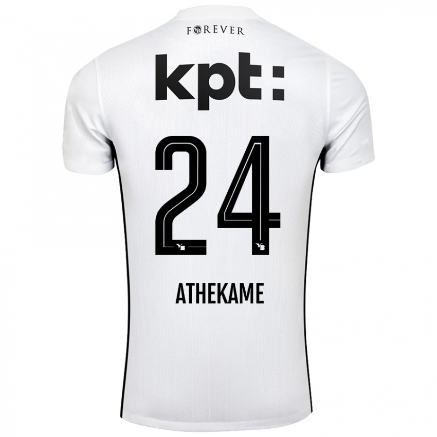 Mujer Camiseta Zachary Athekame #24 Blanco Negro 2ª Equipación 2024/25 La Camisa