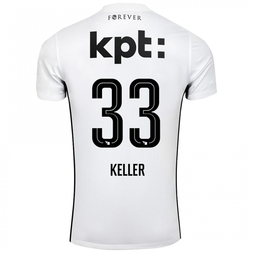 Mujer Camiseta Marvin Keller #33 Blanco Negro 2ª Equipación 2024/25 La Camisa