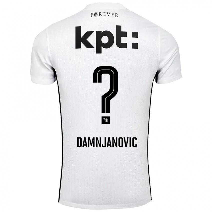 Mujer Camiseta Lazar Damnjanovic #0 Blanco Negro 2ª Equipación 2024/25 La Camisa