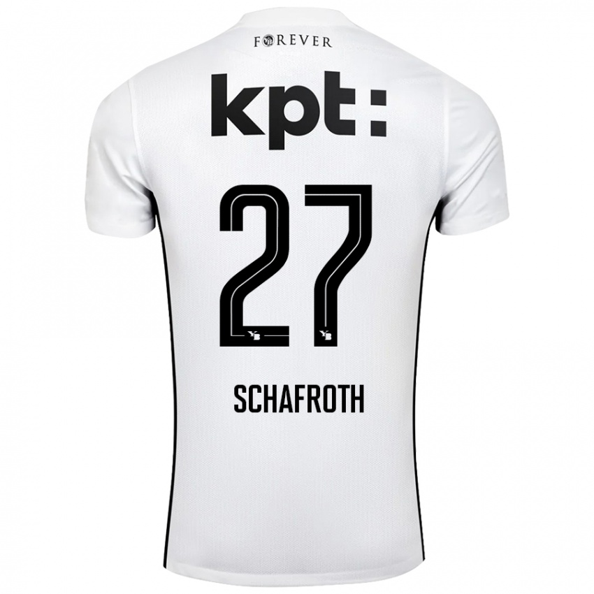 Mujer Camiseta Reto Schafroth #27 Blanco Negro 2ª Equipación 2024/25 La Camisa