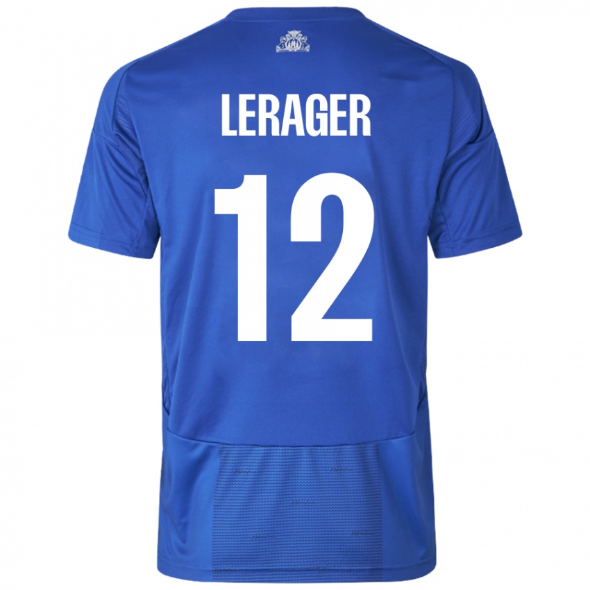 Mujer Camiseta Lukas Lerager #12 Blanco Azul 2ª Equipación 2024/25 La Camisa